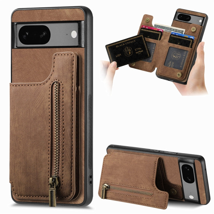 Retro Leather Zipper Wallet Back Phone Case