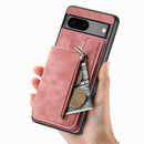Retro Leather Zipper Wallet Back Phone Case