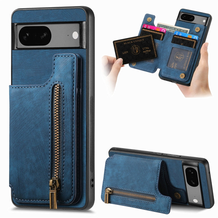 Retro Leather Zipper Wallet Back Phone Case