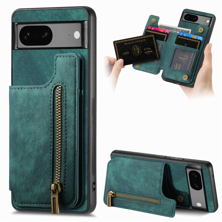 Retro Leather Zipper Wallet Back Phone Case