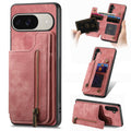 Retro Leather Zipper Wallet Back Phone Case, For Google Pixel 10 / 10 Pro