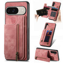 Retro Leather Zipper Wallet Back Phone Case, For Google Pixel 10 / 10 Pro