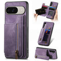 Retro Leather Zipper Wallet Back Phone Case, For Google Pixel 10 / 10 Pro