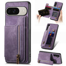 Retro Leather Zipper Wallet Back Phone Case, For Google Pixel 10 / 10 Pro