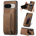 Retro Leather Zipper Wallet Back Phone Case, For Google Pixel 10 / 10 Pro