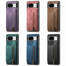 Retro Leather Zipper Wallet Back Phone Case, For Google Pixel 10 / 10 Pro