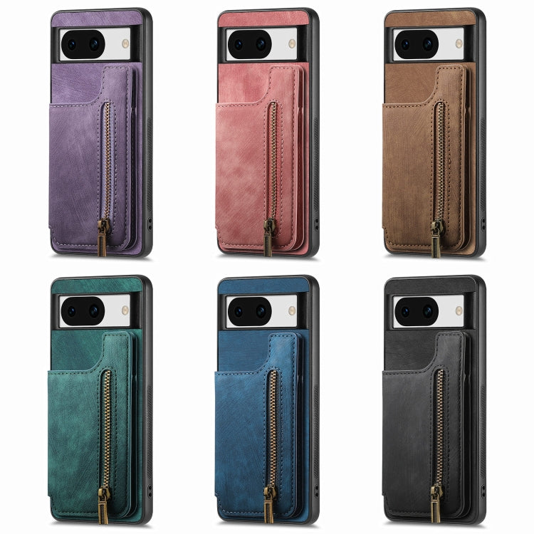 Retro Leather Zipper Wallet Back Phone Case