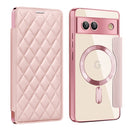 For Google Pixel 9 Pro XL Shield Magsafe RFID Anti-theft Rhombus Leather Phone Case
