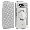 For Google Pixel 9 Pro XL Shield Magsafe RFID Anti-theft Rhombus Leather Phone Case