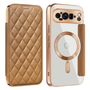 For Google Pixel 9 Pro XL Shield Magsafe RFID Anti-theft Rhombus Leather Phone Case