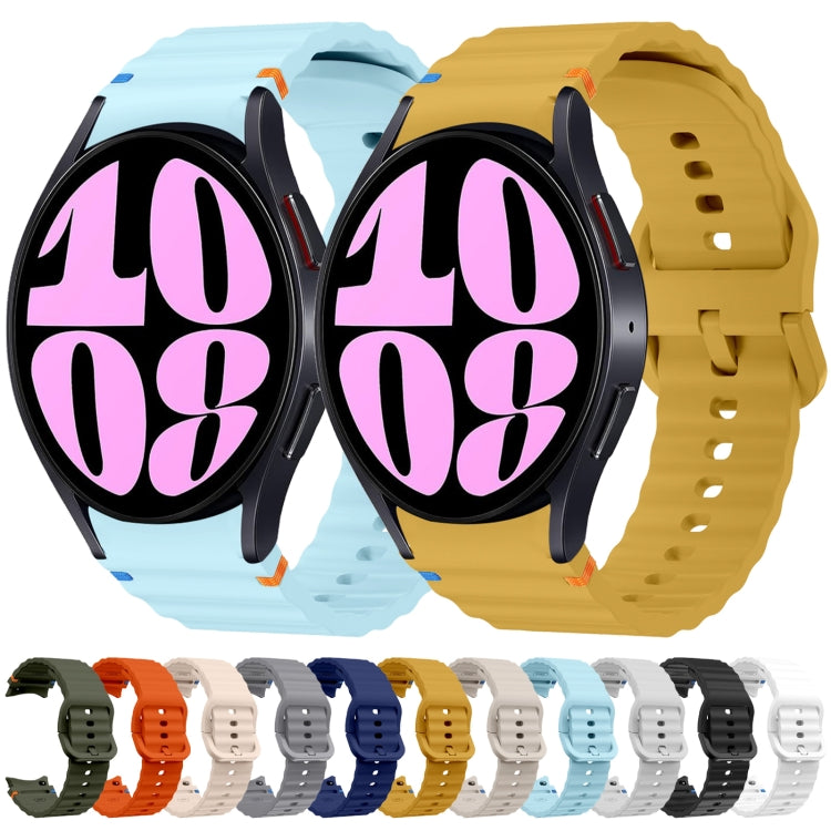 For Samsung Galaxy Watch 7/6/5/4 Classic Wave Pattern Stitched Silicone Watch Band