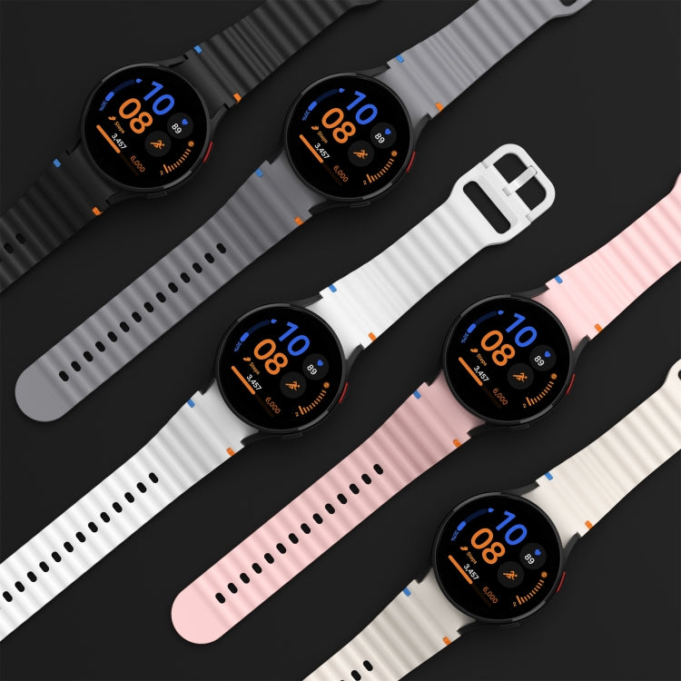 For Samsung Galaxy Watch 7/6/5/4 Classic Wave Pattern Stitched Silicone Watch Band