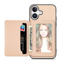 For iPhone 16 Carbon Fiber Magnetic Card Wallet RFID Blocking Phone Case