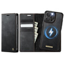 CaseMe C49 MagSafe RFID Blocking Detachable Wallet Leather Phone Case, For iPhone 12 / 12 Pro