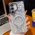 Electroplated Glitter Lens Film Texture Magnetic Metal Pivot Holder Shockproof Phone Case, For Samsung Galaxy A15 5G
