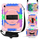 For iPad 9.7 (2018) & (2017) 360 Degree Rotation PC + Silicone Shockproof Combination Case with Holder & Hand Grip Strap & Neck Strap