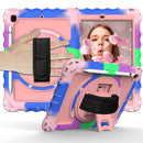 For iPad 9.7 (2018) & (2017) 360 Degree Rotation PC + Silicone Shockproof Combination Case with Holder & Hand Grip Strap & Neck Strap