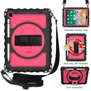 For iPad 9.7 (2018) & (2017) 360 Degree Rotation PC + Silicone Shockproof Combination Case with Holder & Hand Grip Strap & Neck Strap