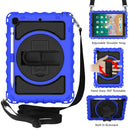 For iPad 9.7 (2018) & (2017) 360 Degree Rotation PC + Silicone Shockproof Combination Case with Holder & Hand Grip Strap & Neck Strap