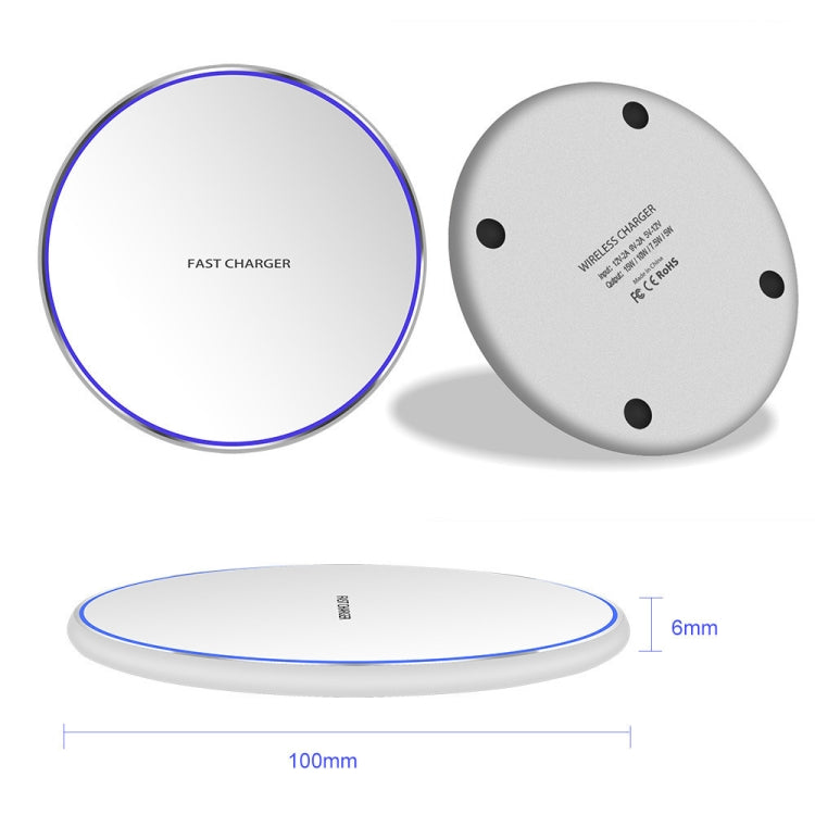 15W Metal Round Wireless Charger Smart Fast Charge