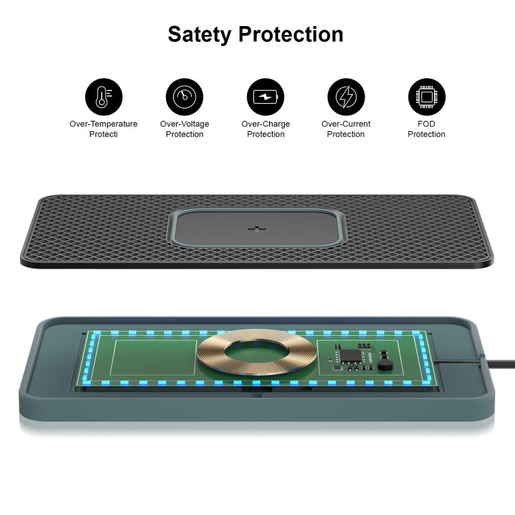 2 In 1 15W Car Mobile Phone Wireless Charger Non-slip Mat with Colourful Light