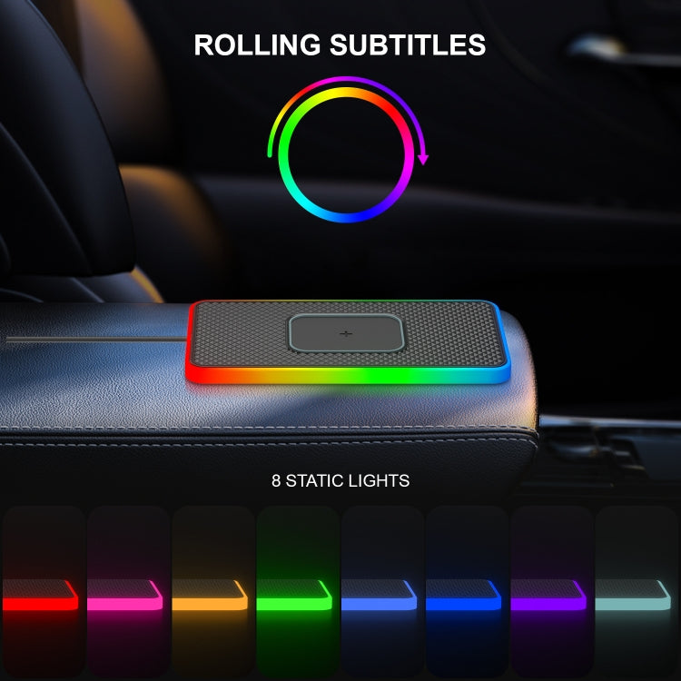 2 In 1 15W Car Mobile Phone Wireless Charger Non-slip Mat with Colourful Light