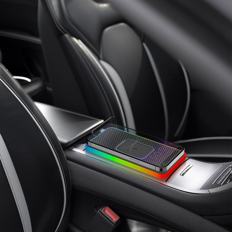 2 In 1 15W Car Mobile Phone Wireless Charger Non-slip Mat with Colourful Light