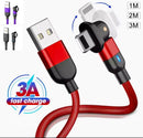 For iPhone iPad Rotate 3A Fast Charger USB Charging & Data Sync Cable Lead