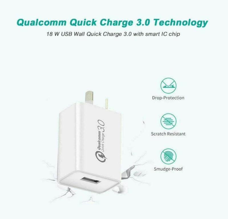 Qualcomm Quick Charge QC 3.0 Universal Super Fast USB 18W Wall Charger AU Plug