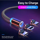 360° Charging Cable Magnetic Charger Cord For iPhone Type-C Micro USB 1M 2M
