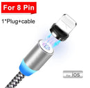 360° Charging Cable Magnetic Charger Cord For iPhone Type-C Micro USB 1M 2M