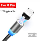360° Charging Cable Magnetic Charger Cord For iPhone Type-C Micro USB 1M 2M