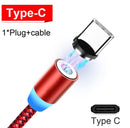 360° Charging Cable Magnetic Charger Cord For iPhone Type-C Micro USB 1M 2M