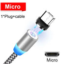 360° Charging Cable Magnetic Charger Cord For iPhone Type-C Micro USB 1M 2M