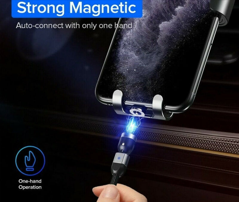 For iPhone Type-C Micro USB Android 360° Charging Cable Magnetic Charger Cord 3M