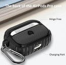 For AirPods Pro Rugged Shockproof Carbon Fibre Cover with hook Case