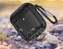 For AirPods 1/2 Rugged Shockproof Carbon Fibre Cover with hook Case