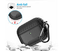 For AirPods Pro Rugged Shockproof Carbon Fibre Cover with hook Case