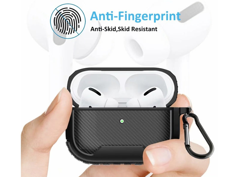 For AirPods Pro Rugged Shockproof Carbon Fibre Cover with hook Case