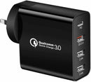 48W 4-Port Charger Quick Charge 3.0 USB C Wall Power Adapter Type C AU Plug
