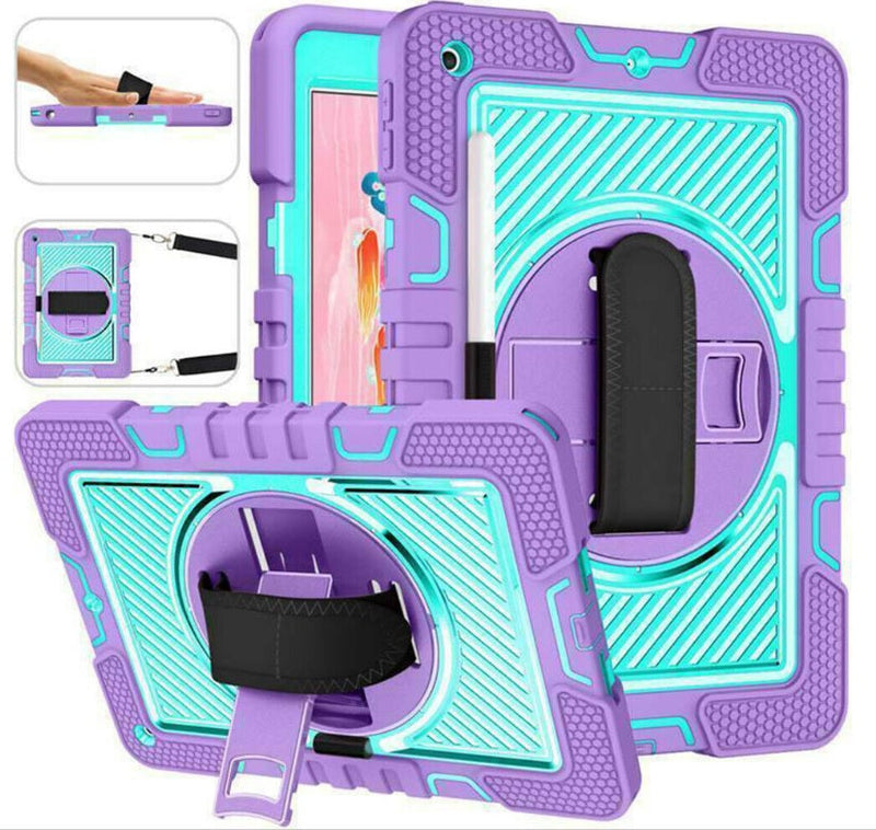 iPad 8th Gen 10.2'' Kids Shockproof Stand Case Protective Cover w/ Strap