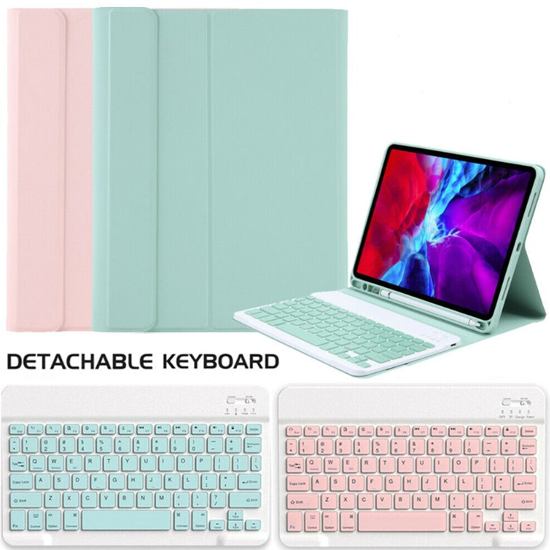 iPad 7th Gen Generation 10.2 Inch 2019 Bluetooth Keyboard Case Cover with Pencil Holder