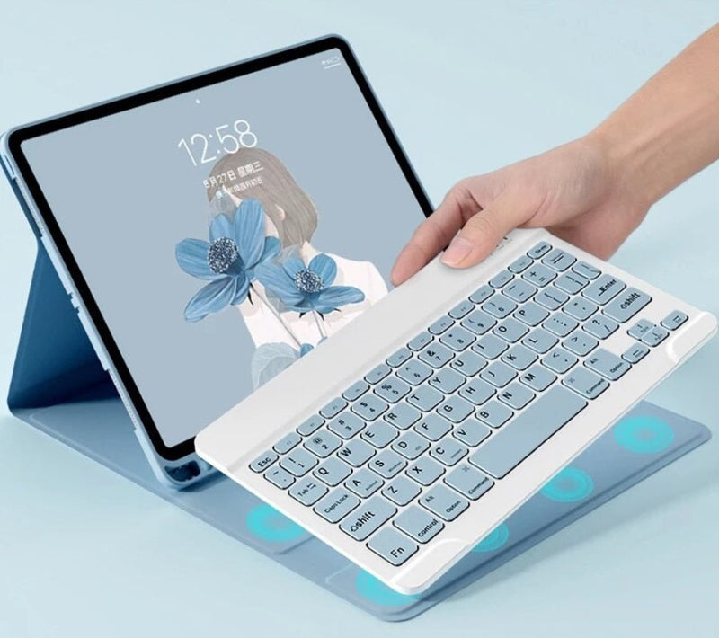 iPad 7th Gen Generation 10.2 Inch 2019 Bluetooth Keyboard Case Cover with Pencil Holder