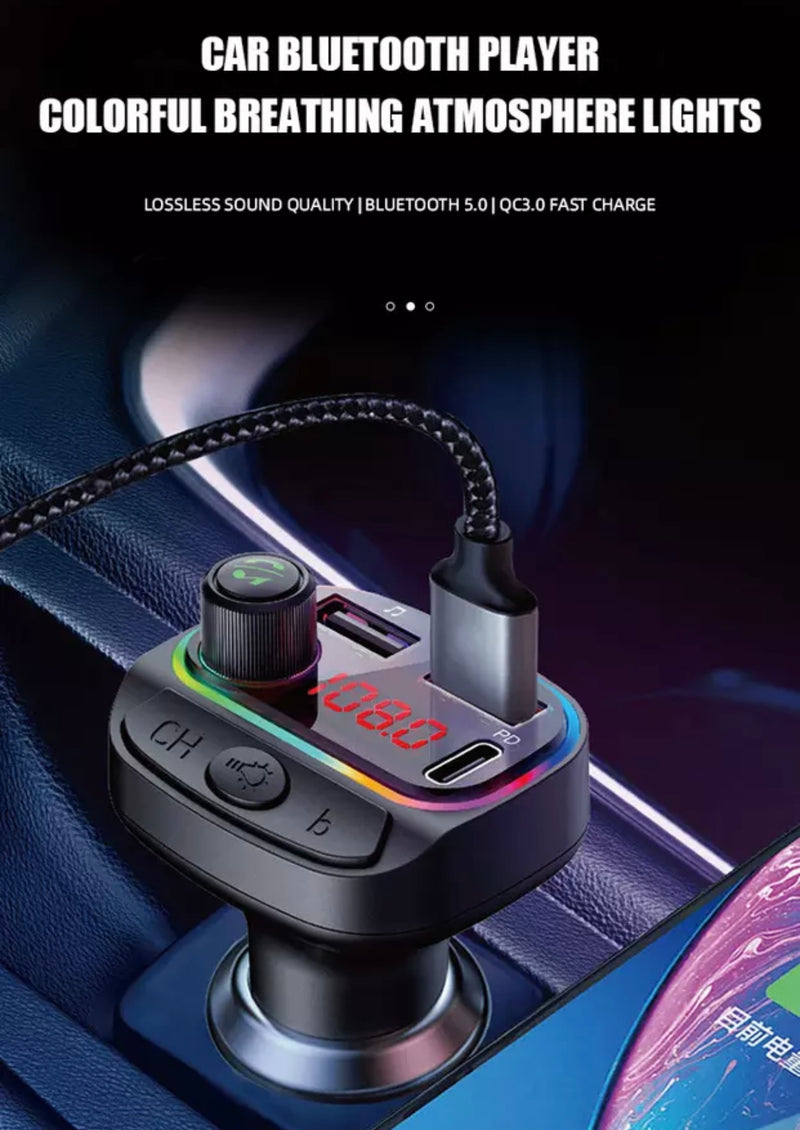 Bluetooth 5.0 Radio Car Kit Wireless FM Transmitter Dual USB Fast Charger MP3 Player