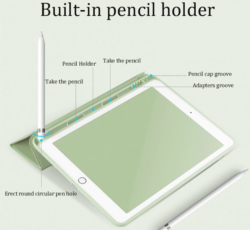 With Pencil Holder For Apple iPad Air 4 2021 Folio Auto Sleep Wake Cover Soft Flexible Case