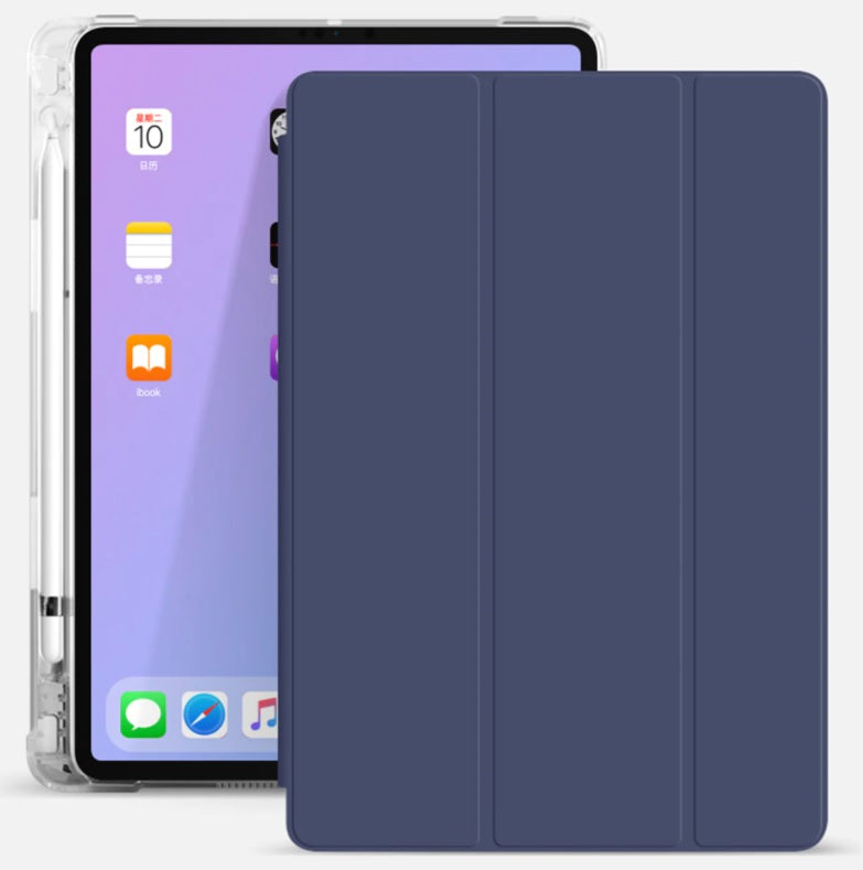 For iPad 9th Gen 10.2 inch 2021 Smart Leather Clear Folding Stand Case Cover