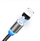 360° Charging Cable Magnetic Charger Cord For iPhone Type-C Micro USB 1M 2M