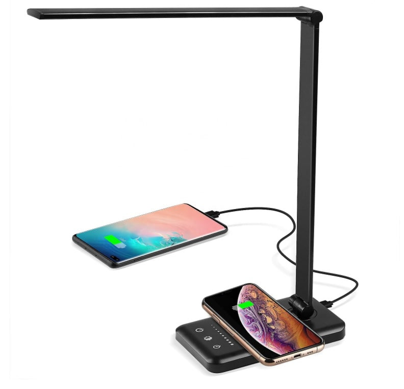 Desk Lamp with Wireless Charger & USB Charging Port with 5 Brightness Levels & 5 Lighting Modes