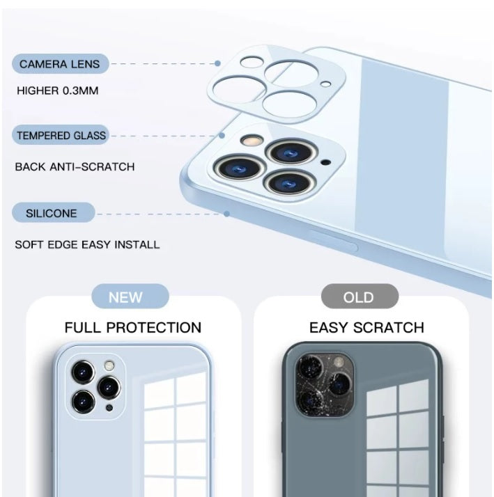 Hard Hybrid Luxury Tempered Glass Case Cover For iPhone 12 /11 /Pro/ Max