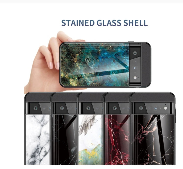 For Google Pixel 6 Case Shockproof Marble Tempered Glass Luxury Case Cover